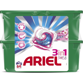 Ariel Touch of Lenor Fresh 3v1 gelové kapsle na praní prádla 2 x 32 kusů