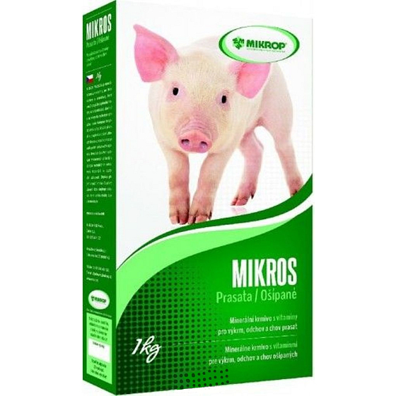 Mikros Prase doplňkové minerální krmivo s vitamíny pro výkrm, odchov a chov prasat 1 kg