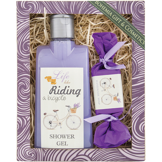 Bohemia Gifts Riding a bicycle Levandule sprchový gel 250 ml + toaletní mýdlo 30 g, kosmetická sada
