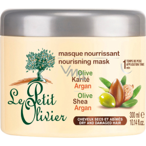 Le Petit Olivier Oliva, bambucké máslo a arganový olej vyživující maska na suché a lámavé vlasy 300 ml