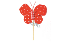 Motýl látkový zápich 8 cm + špejle puntíky