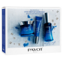 Payot Blue Techni Liss Jour vyhlazující chronoaktivní krém 50 ml + Regard vyhlazující chronoaktivní gel 15 ml + Concentré vyplňující chronoaktivní sérum 30 ml, + toaletní taška, kosmetická sada