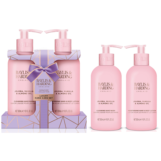 Baylis & Harding Jojoba a Vanilka tekuté mýdlo 300 ml + mléko na ruce a tělo 300 ml, kosmetická sada pro ženy