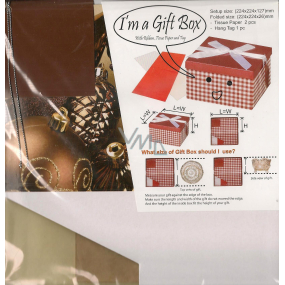 Anděl Dárková krabička skládací s mašlí hnědá baňka vánoční skládací 224 x 224 x 127 mm 1 kus