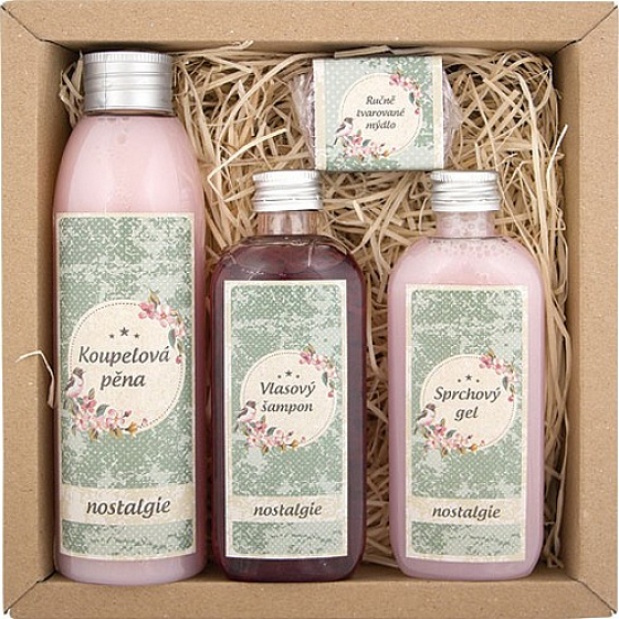 Bohemia Gifts Nostalgia Spa koupelová pěna 200 ml + Sprchový gel 100 ml + šampon na vlasy 100 ml + Ručně vyráběné mýdlo 30 g, kosmetická sada