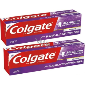 Colgate Maximum Cavity Protection Whitening zubní pasta s bělicím účinkem 2 x 75 ml