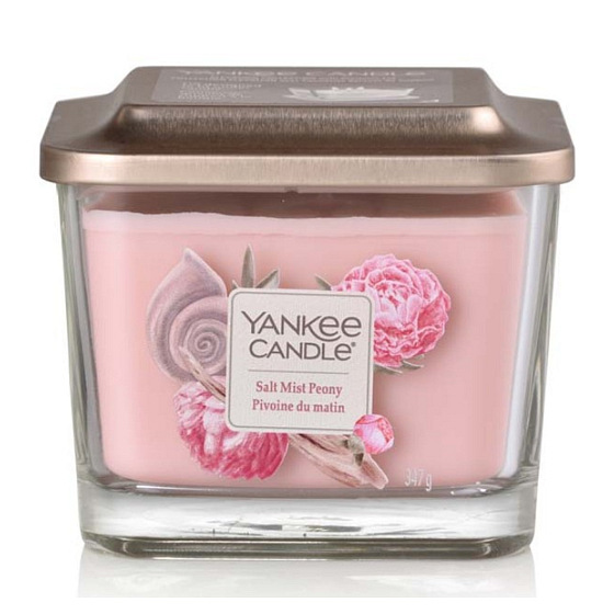 Yankee Candle Salt Mist Peony - Pivoňka s kapkami mořské vody sojová vonná svíčka Elevation střední sklo 3 knoty 347 g