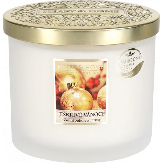 Heart & Home Jiskřivé Vánoce Sojová vonná svíčka elipsa 2 knoty hoří až 40 hodin 230 g