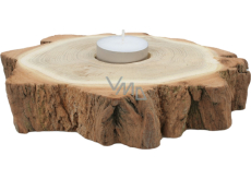 Svícen dřevěný na čajovou svíčku L průměr cca 16 cm s kůrou