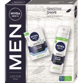 Nivea Men Sensitive Shave Sensitive voda po holení pro citlivou pleť 100 ml + Sensitive pěna na holení 200 ml, kosmetická sada pro muže