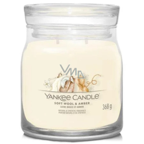 Yankee Candle Soft Wool & Amber - Jemná vlna a ambra vonná svíčka Signature střední sklo 2 knoty 368 g