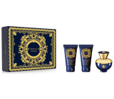 Versace Dylan Blue pour Femme parfémovaná voda 50 ml + sprchový gel 50 ml + tělové mléko 50 ml, dárková sada pro ženy