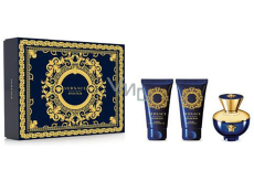 Versace Dylan Blue pour Femme parfémovaná voda 50 ml + sprchový gel 50 ml + tělové mléko 50 ml, dárková sada pro ženy