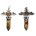 Tygří oko kříž ze slitiny a přírodního kamene 5,3 x 3,7 x 12 mm, kámen slunce a země, přináší štěstí a bohatství