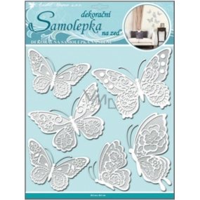 Samolepka na zeď motýli s bílými krajkovými křídly 40 x 31 cm 1 arch