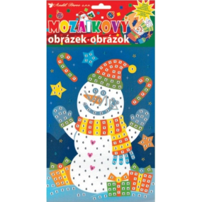 Mozaikový hrací set Vánoce sněhulák s čepicí 23 x 16 cm