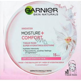 Garnier Moisture + Comfort superhydratační zklidňující textilní pleťová maska 15 minutová 32 g