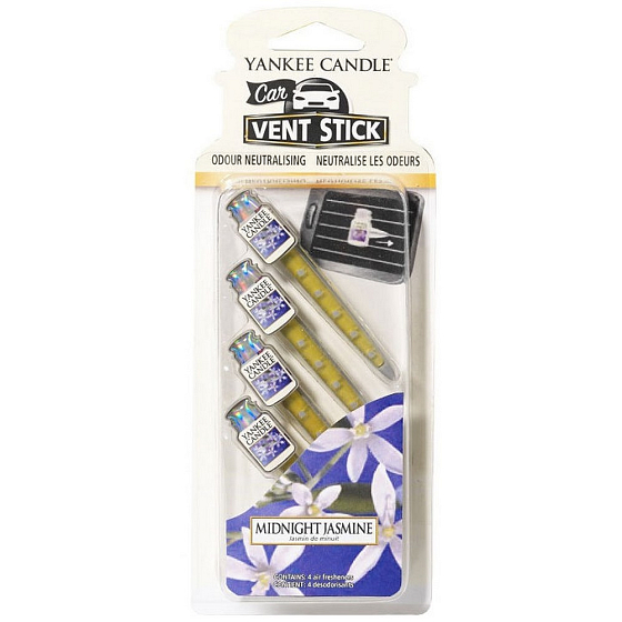 Yankee Candle Midnight Jasmine - Půlnoční jasmín vonné kolíčky do auta 29 g x 4 kusy