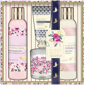 Baylis & Harding Lesní zvonek a Květinová louka tekuté tělové mýdlo 250 ml + sprchový krém 250 ml + krém na ruce 30 ml + vonná svíčka, kosmetická sada