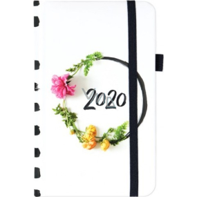 Albi Diář 2020 kapesní s gumičkou Květinový věnec 15 x 9,5 x 1,3 cm