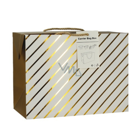 Anděl Dárková papírová taška krabice 18 x 12 x 9 cm uzavíratelná, se zlatými proužky