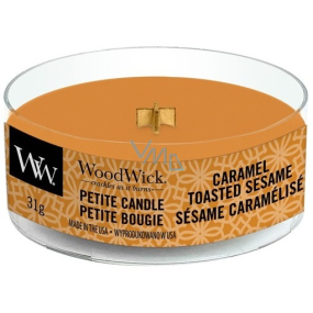 WoodWick Caramel Toasted Sesame - Sezamové sušenky s karamelem vonná svíčka s dřevěným knotem petite 31 g