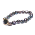 Perla říční černá s ozdobou náramek elastický přírodní, 7 - 8 mm / 16 - 17 cm, symbol ženskosti, přináší obdiv