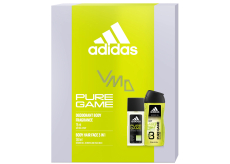 Adidas Pure Game parfémovaný deodorant sklo 75 ml + sprchový gel 250 ml, kosmetická sada pro muže