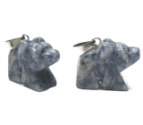 Sodalit Medvěd přívěsek přírodní kámen, ručně broušená figurka 1,8 x 2,5 x 8 mm, kámen komunikace