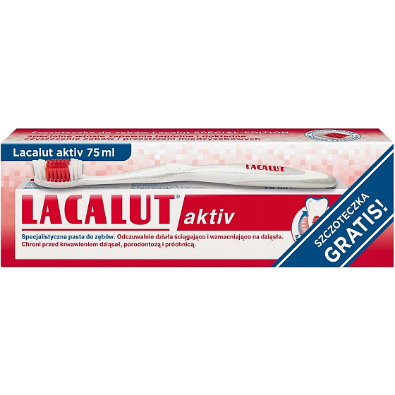 Lacalut Aktiv zubní pasta proti paradentóze 75 ml + zubní kartáček, sada