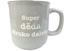 Albi Kameninový hrnek šedý Super děda široko daleko 400 ml