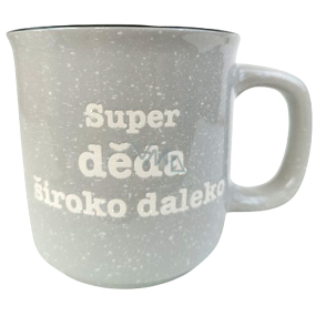 Albi Kameninový hrnek šedý Super děda široko daleko 400 ml