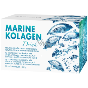 Biomedica Marine Kolagen Drink tekutý doplněk stravy se sladidlem, obsahuje kolagen z mořských ryb, pro kosti, pleť a pojivové tkáně 30 sáčků po 12 g