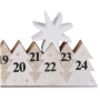 Adventní kalendář dřevěný bílý s hvězdou 78 x 395 mm