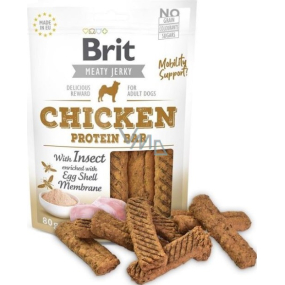Brit Jerky Sušené masové pamlsky proteinová tyčinka s hmyzem a kuřetem pro dospělé psy 80 g