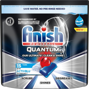 Finish Quantum Ultimate tablety do myčky, chrání nádobí a sklenice, přináší oslnivou čistotu, lesk 15 kusů