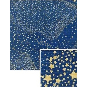 Nekupto Dárkový balicí papír vánoční 70 x 150 cm Modrý zlaté hvězdičky