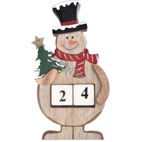 Emocio Adventní kalendář sněhulák barevný ze dřeva 10 x 17 cm