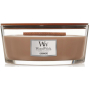 WoodWick Cashmere - Kašmír vonná svíčka s dřevěným širokým knotem a víčkem loď 453 g
