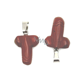 Jaspis červený Penis pro štěstí, přívěsek přírodní kámen ručně broušený cca 11 x 22 mm, kámen úplné péče
