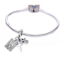 Charm Sterlingové stříbro 925 Náboženská kouzla, První přijímání, křest - Bible s bohem jsou všechny věci možné, 3v1 přívěsek na náramek