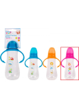 First Steps Feeding Bottle 0+ kojenecká lahev čirá s úchopy Sova růžová 250 ml