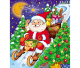 Press Igelitová taška 44 x 50 cm s uchem Santa Claus na saních