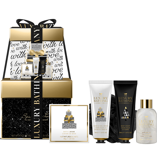 Grace Cole Sparkling Pear and Nectarine Blossom mycí gel 50 ml + perličky do koupele 80 g + krém na ruce a nehty 50 ml + tělový krém 50 ml + mycí houba, kosmetická sada pro ženy
