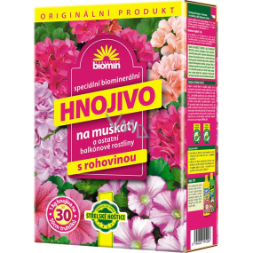 Forestina Biomin hnojivo na muškáty a další balkónové rostliny s rohovinou 1 kg