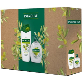 Palmolive Naturals Olive & Milk sprchový krém 250 ml + Naturals Milk & Olive tekuté mýdlo s dávkovačem 300 ml, kosmetická sada pro ženy