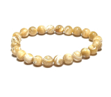 Mušle Tridacna béžová náramek elastický přírodní kámen, kulička 8 mm / 16 - 17 cm, kámen harmonie