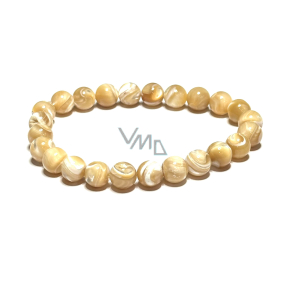 Mušle Tridacna béžová náramek elastický přírodní kámen, kulička 8 mm / 16 - 17 cm, kámen harmonie