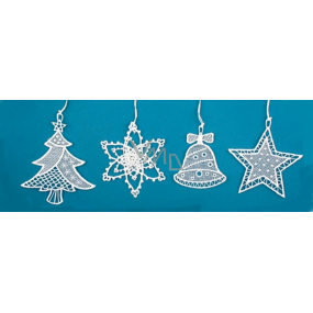 Háčkované vánoční ozdoby (zvonek, stromek, vločka, hvězda) 7 cm