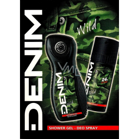 Denim Wild sprchový gel pro muže 250 ml + deodorant sprej 150 ml, kosmetická sada